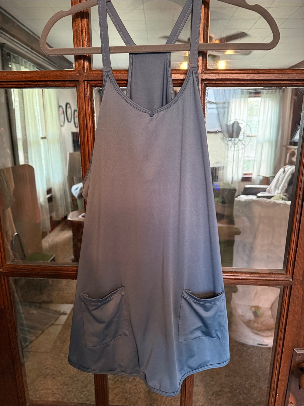 SHEIN Slate Gray Racerback Pocket Mini Dress